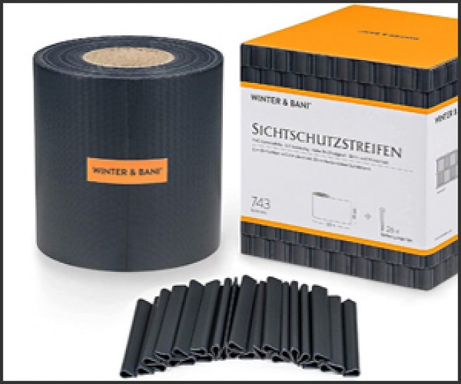 Winter & Bani Sichtschutzstreifen für Doppelstabmattenzaun PVC 50 m × 19 cm inkl. 26 Clips, 50m, Anthrazit