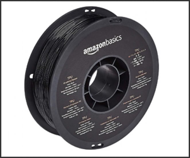 Amazon Basics - 3D-Drucker-Filament aus TPU-Kunststoff, 1,75 mm, 1-kg-Spule, Schwarz