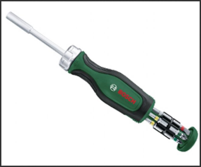 Bosch Ratschenschraubendreher mit Bit Magazin, 12-teilig (Ratschenschraubendreher mit hohem Drehmoment; 12 Bits im integrierten Bitmagazin enthalten; magnetischer Bithalter) - Amazon Edition