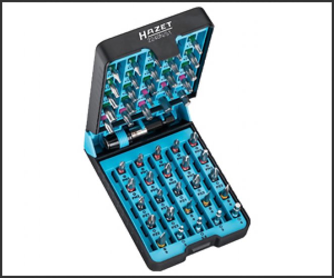 HAZET BitE-Box 2240N/51 | 51-teiliges Schraubendreher-Einsatz-Set , Abtrieb: Pozidriv, Sechskant 6,3 (1/4 Zoll), Kreuzschlitz, Tamper Resistant TORX, Innen-Sechskant, Schlitz, Innen TORX