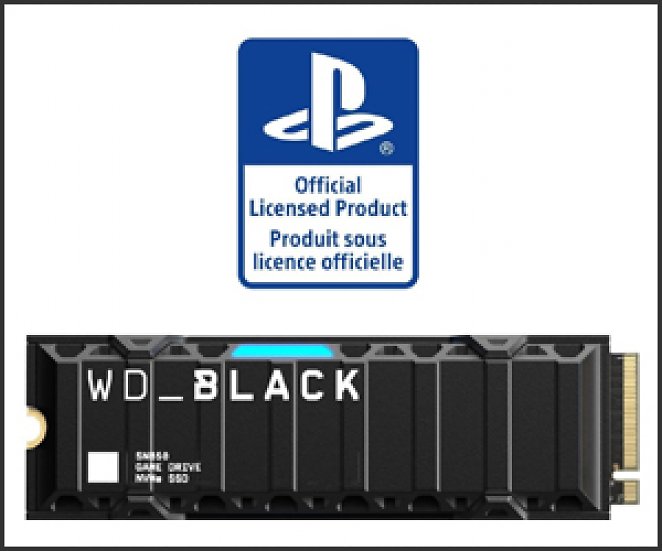 Western Digital WD_BLACK SN850 2 TB NVMe SSD Offiziell Lizenziert für PS5 Konsolen (interne Gaming SSD mit Heatsink; PCIe Gen4 Technologie, bis zu 7.000 MB/s Lesen, M.2 2280)