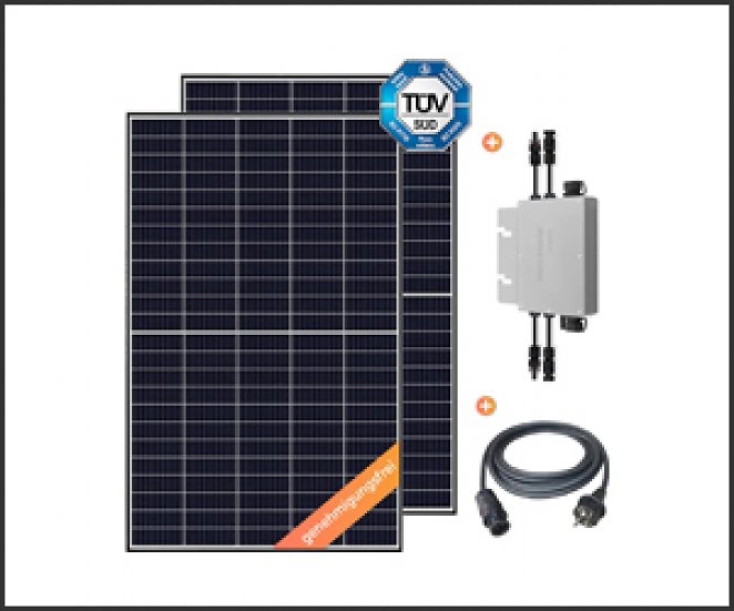 Balkonkraftwerk 830 W / 600 W Photovoltaik Solaranlage Steckerfertig WiFi Smarte Mini-PV Anlage 600 Watt genehmigungsfrei, Schwarz (5m Anschlusskabel)