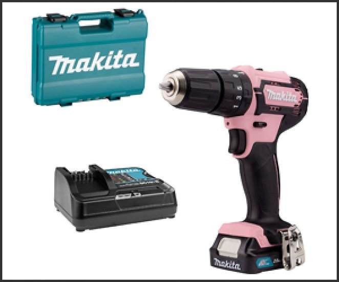 Makita Akku-Schlagbohrschrauber 12V max. in pink / 2,0 Ah, 1 Akku + Ladegerät