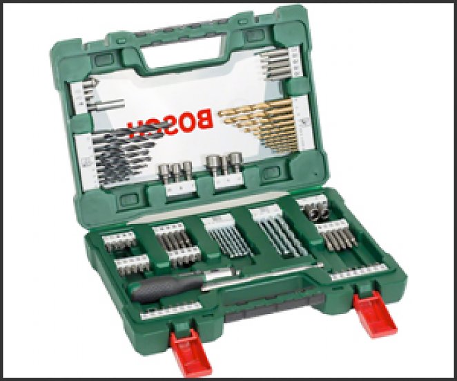 Bosch Accessories 91tlg. Titanium-Bohrer- und Bit Set V-Line (für Holz, Stein und Metall, inkl. Ratschen-Schraubendreher und Magnetstab, Zubehör Bohr- und Schraubwerkzeuge)