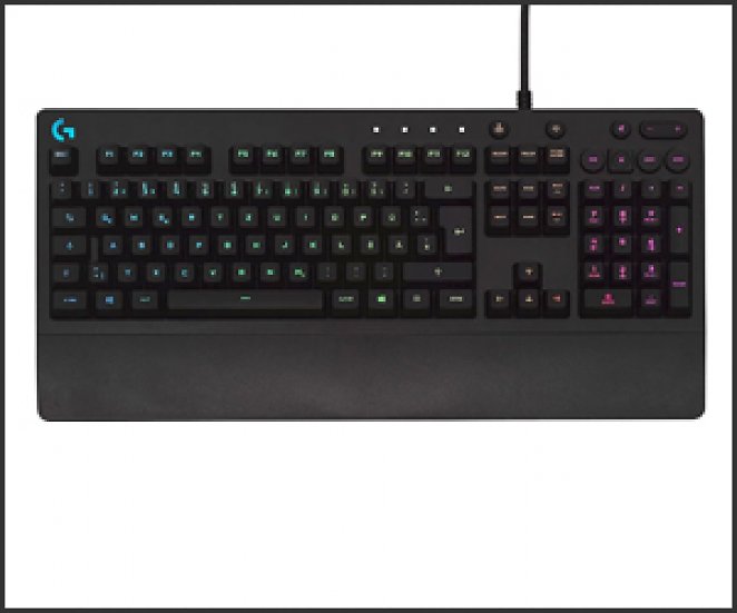 Logitech G213 Prodigy Gaming-Tastatur, RGB-Beleuchtung, Programmierbare G-Tasten, Multi-Media Bedienelemente, Integrierte Handballenauflage, Spritzwassergeschützt