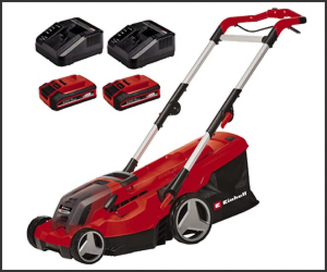 Einhell Akku-Rasenmäher RASARRO 36/36 Kit inkl. 2× 3,0Ah Plus Akku & 2× Ladegerät