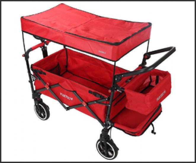 Fuxtec Bollerwagen FX-CT850R, klappbar mit Dach, Vorder- und Hinterrad-Bremse, Vollgummi-Reifen & Innenraumverlängerung