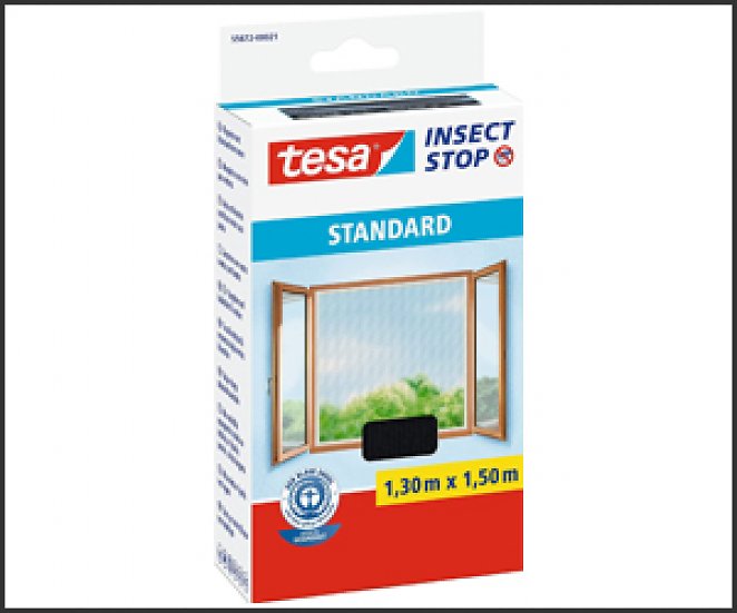 Tesa Fliegengitter Insect Stop Standard für Fenster, zuschneidbarer Insektenschutz, 130 × 150 cm