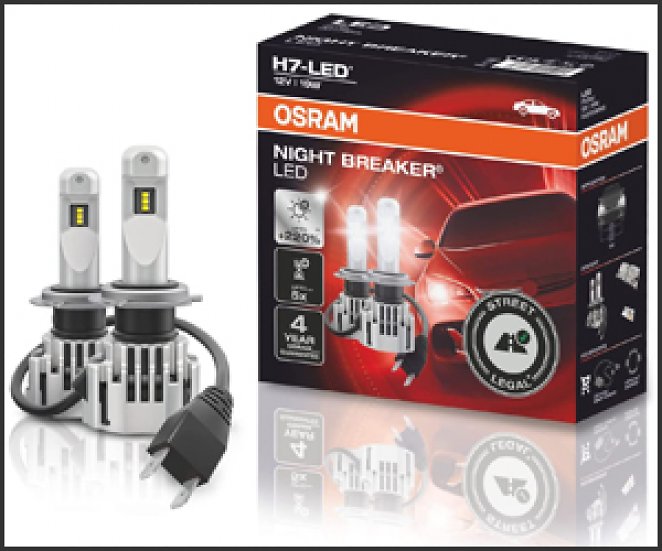 Osram Night Breaker H7-LED mit Straßenzulassung für Deutschland und Österreich, 6000 Kelvin, 1.500 Lumen, 19 Watt