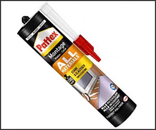 Pattex Montagekleber All Materials, stark haftender Alleskleber, Kraftkleber für innen & außen, 450 Gramm