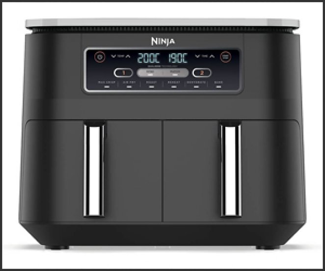 Ninja AF300EU, Foodi Heißluftfritteuse mit 2 Frittierfächern und 7,6 l Fassungsvermögen, 2.470 Watt