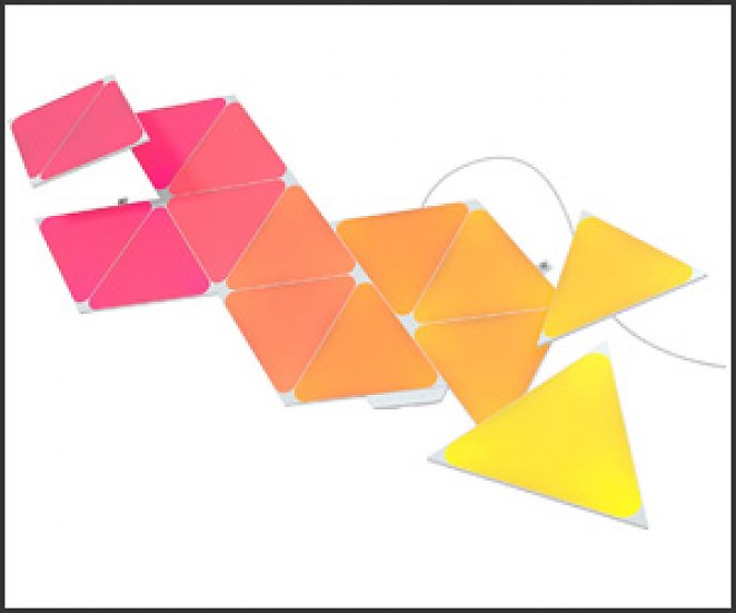 Nanoleaf Shapes Triangle Starter Kit, 15 Smarten Dreieckigen LED Panels RGBW - Modulare WLAN 16 Mio Farben Wandleuchte Innen, Musik & Bildschirm Sync, Funktioniert mit Alexa Google Apple