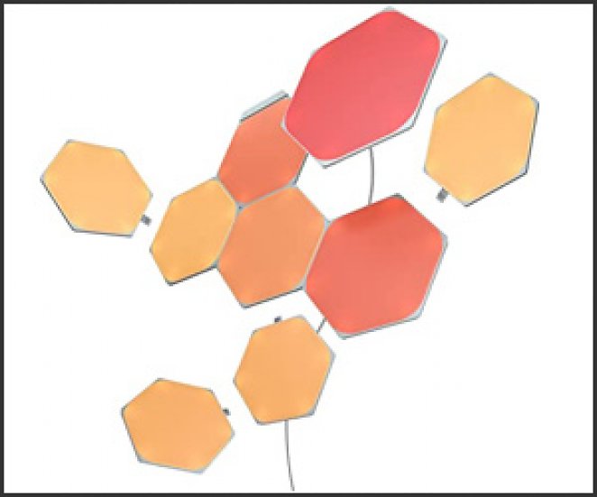 Nanoleaf Shapes Hexagon Starter Kit, 9 Smarten LED Panels RGBW - Modulare WLAN 16 Mio. Farben Wandleuchte Innen, Musik & Bildschirm Sync, Funktioniert mit Alexa Google Apple, für Deko & Gaming
