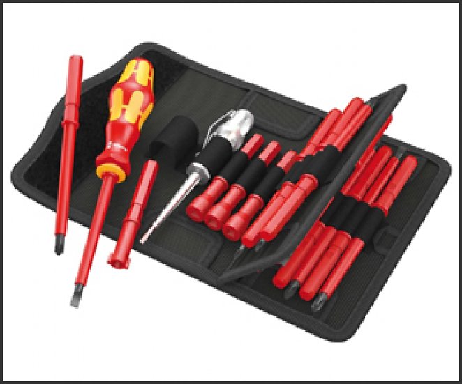 Wera 05003471001 Kraftform Kompakt VDE 18 Universal 1, VDE isolierter Schraubendrehersatz mit Wechselklingen, 18-teilig