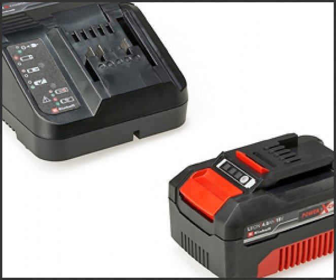 Einhell Starter Kit 4,0 Ah Akku und Ladegerät Power X-Change (Li-Ion, 18 V, 75 min Ladezeit, passend für alle Power X-Change Geräte)