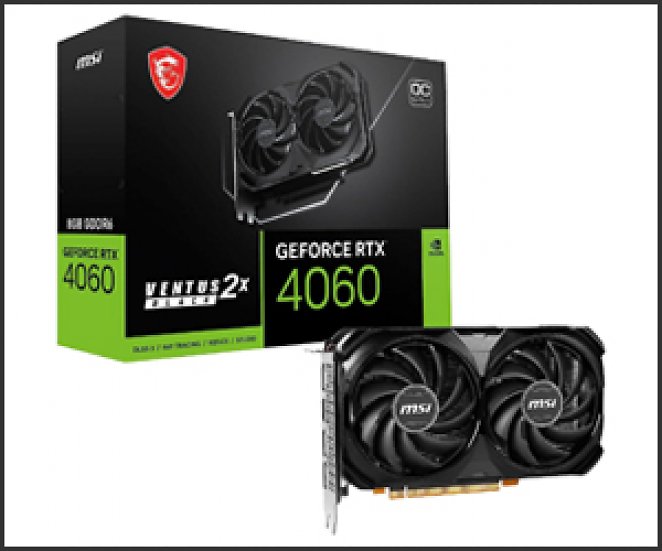 MSI GeForce RTX 4060 Ventus 2X Black 8G OC Grafikkarte -NVIDIA RTX 4060, 8 GB GDDR6 Speicher, 17 Gbps, PCIe 4.0, DLSS3