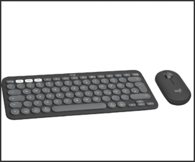 Logitech Pebble 2 Combo, Easy-Switch für Windows, macOS, iPadOS, Chrome, Tastatur & Maus Set, kabellos, Graphite