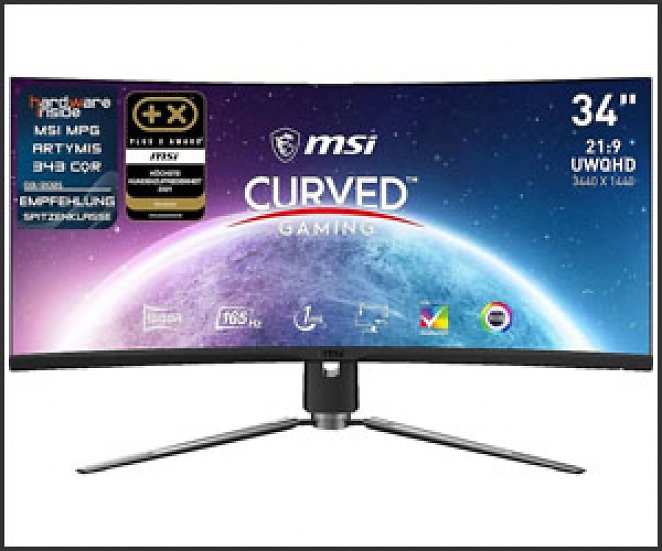 MSI MPG ARTYMIS 343CQRDE Curved 34 Zoll UWQHD Monitor (1 ms Reaktionszeit, 165 Hz)