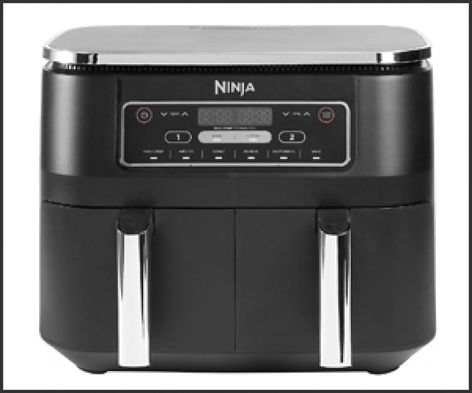 Ninja Foodi Max Dual Zone AF400EU, Heißluftfritteuse mit zwei Fächern (2× 4,75 Liter), 6 Zubereitungsfunktionen
