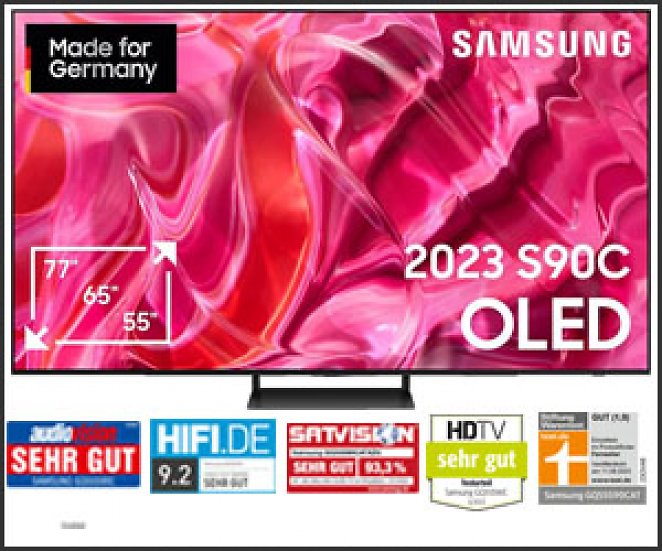 SAMSUNG GQ55S90CAT OLED TV (Flat, 55 Zoll / 138 cm, OLED 4K, SMART TV, Tizen)