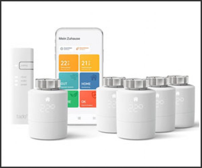 tado° Smartes Heizkörper-Thermostat Starter Kit V3+ mit 5 Thermostaten inkl. Auto Assist