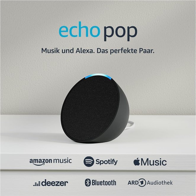 Echo Pop | Kompakter und smarter Bluetooth-Lautsprecher mit vollem Klang und Alexa | Anthrazit