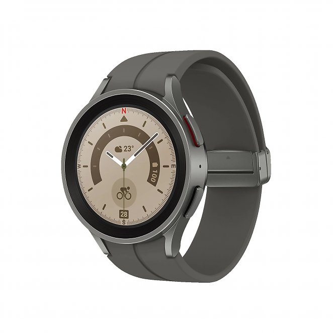 SAMSUNG Galaxy Watch5 Pro BT 45 mm Smartwatch Titan Fluorkautschuk, M/L, Gray Titanium
