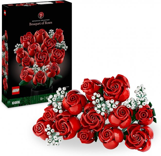LEGO Icons Rosenstrauß, künstliche Blumen als Deko, Botanical Collection Set für Erwachsene