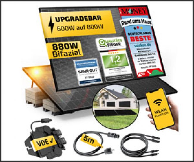 Balkonkraftwerk 880W / 600W Solaranlage Steckerfertig WIFI mit Halterung Komplettset Photovoltaik Anlage 600W/800W