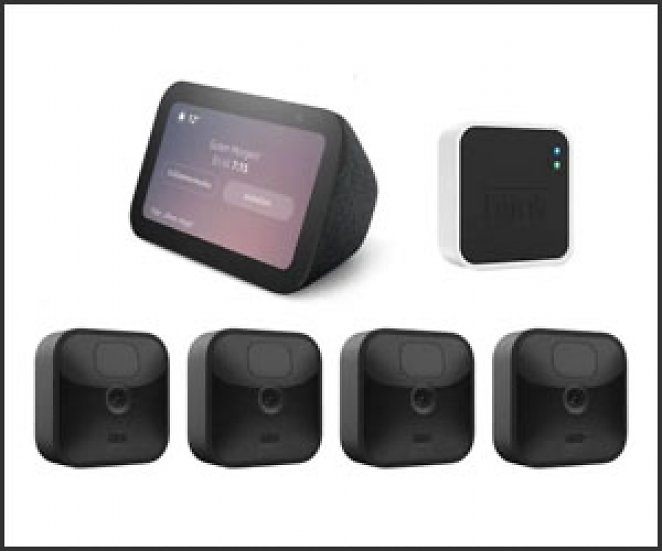Amazon Blink Outdoor 4-Kamera System + Echo Show 5 Gen. 3