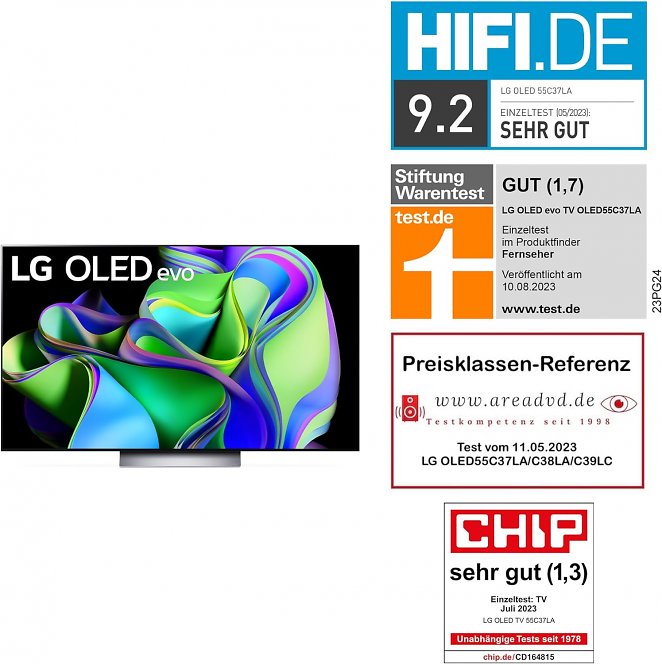 LG OLED65C37LA OLED-Fernseher (165 cm/65 Zoll, 4K Ultra HD, Smart-TV, OLED evo, 120 Hz, α9 Gen6 4K AI-Prozessor, Twin Triple Tuner)