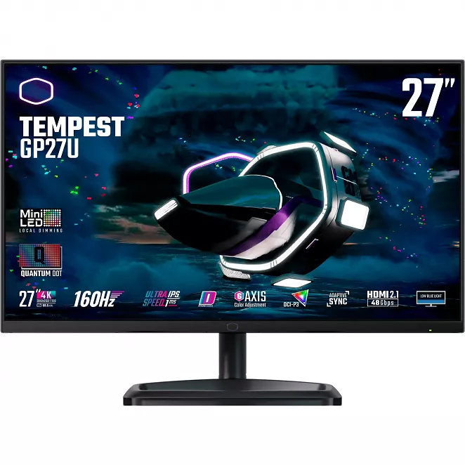 Cooler Master GP27-FUS, Gaming-Monitor (69 cm (27 Zoll), schwarz/silber, UltraHD/4K, IPS, AMD Free-Sync, HDMI 2.1, 160Hz Panel)