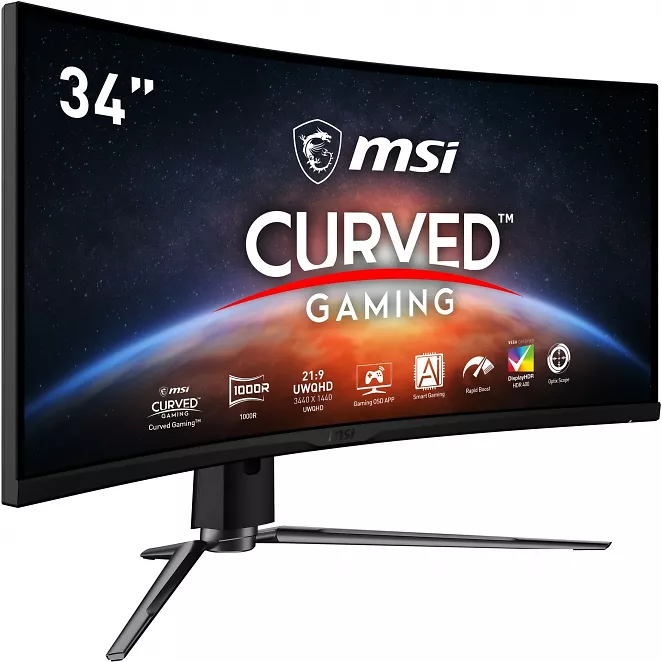 MSI ARTYMIS 343CQRDE, Gaming-Monitor (86 cm (34 Zoll), schwarz, WQHD, AMD Free-Sync, HDR, 165Hz Panel)