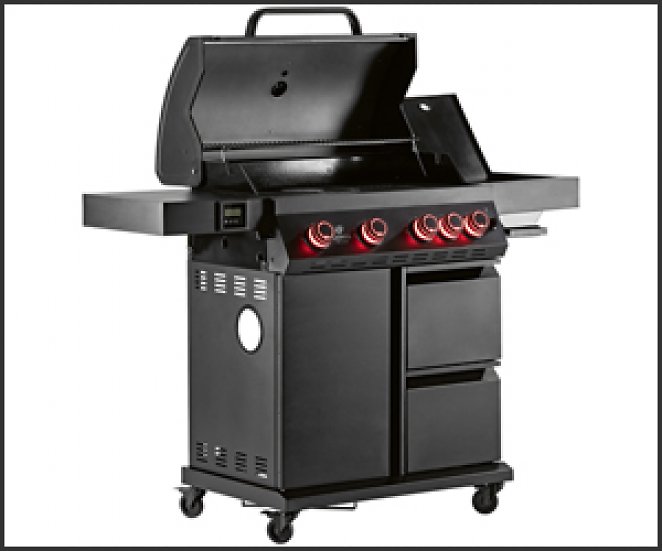 Landmann Cool Black 4.1 maxX, Grillwagen mit 4 einstellbaren Brennern, maxX-Zone bis 800 °C, 76 × 41 cm Grillfläche etc.
