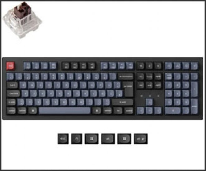 Keychron K10 Pro, Gaming-Tastatur (schwarz/blaugrau, DE-Layout, Keychron K Pro Brown, Hot-Swap, Aluminiumrahmen, RGB, PBT)