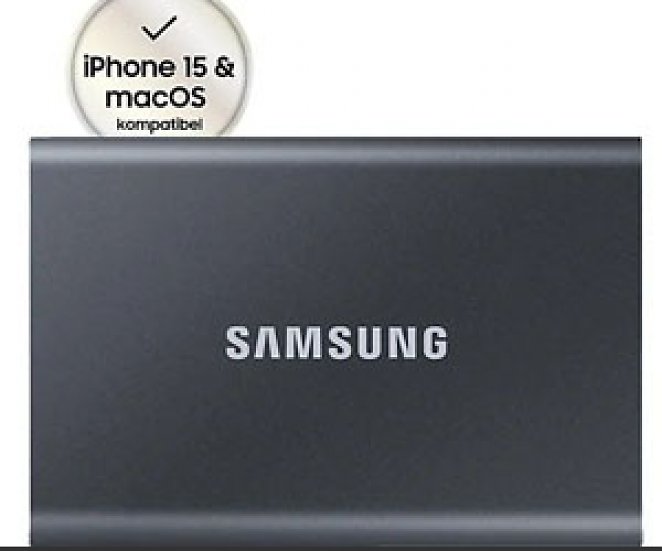 SAMSUNG Portable SSD T7 PC/Mac Festplatte, 1 TB SSD, extern, Titan grey
