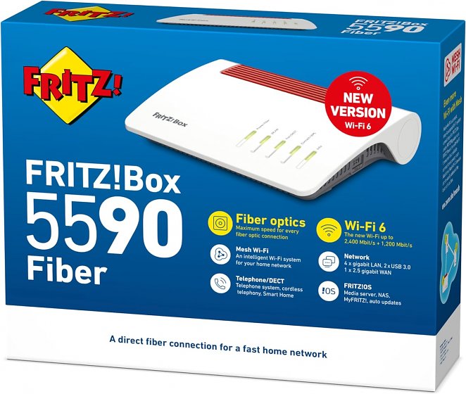 AVM FRITZ!Box 5590 Fiber, 3600 MBit/s, Wi-Fi 6 Glasfaser Router