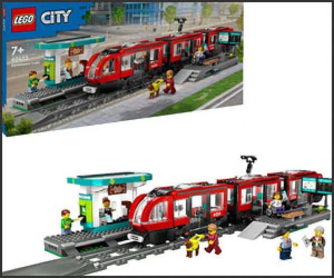 LEGO LEGO City 60423 Straßenbahn mit Haltestelle Bausatz, Mehrfarbig