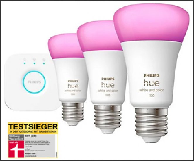 PHILIPS Hue White und Col. Amb. E27 3x1100 3er Starter Set 16 Mio. Farben