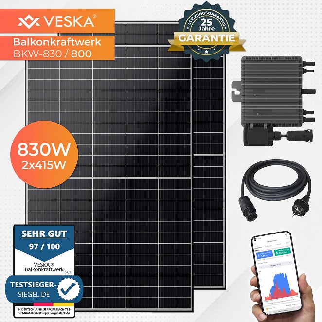 Balkonkraftwerk 830 W / 800 W Photovoltaik Solaranlage