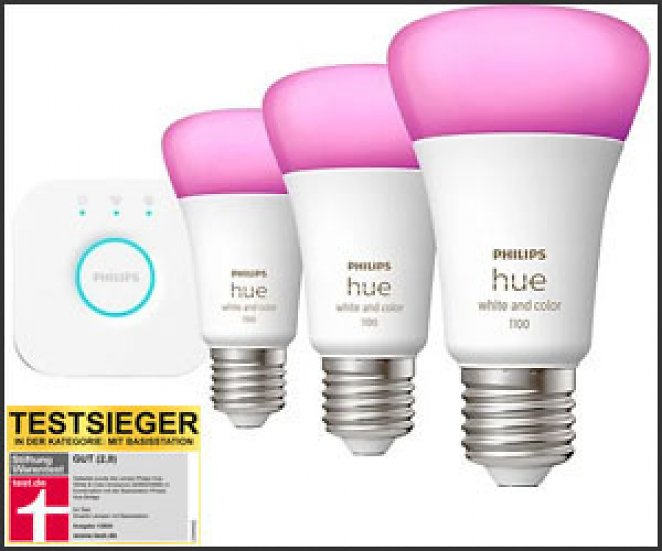 PHILIPS Hue White und Col. Amb. E27 3x1100 3er Starter Set 16 Mio. Farben