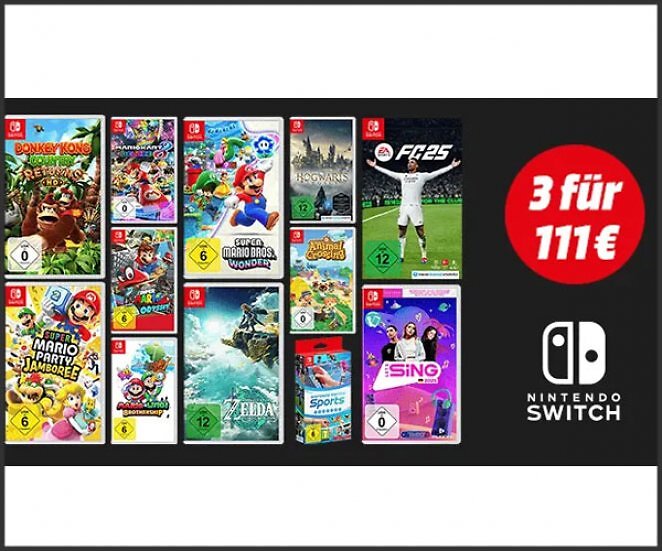 3 Switch-Spiele für insgesamt 111 Euro (gilt für das gesamte Sortiment)