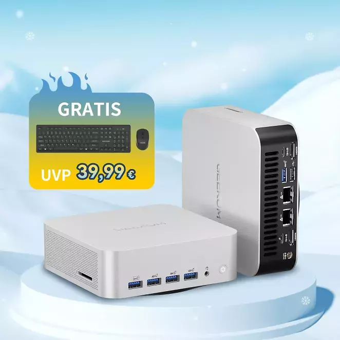 Geekom A8 Max Mini-PC, AMD Ryzen 7, 32 GiByte RAM, 1 TB SSD (mit exkl. Rabattcode DEA8MAX sparen!)