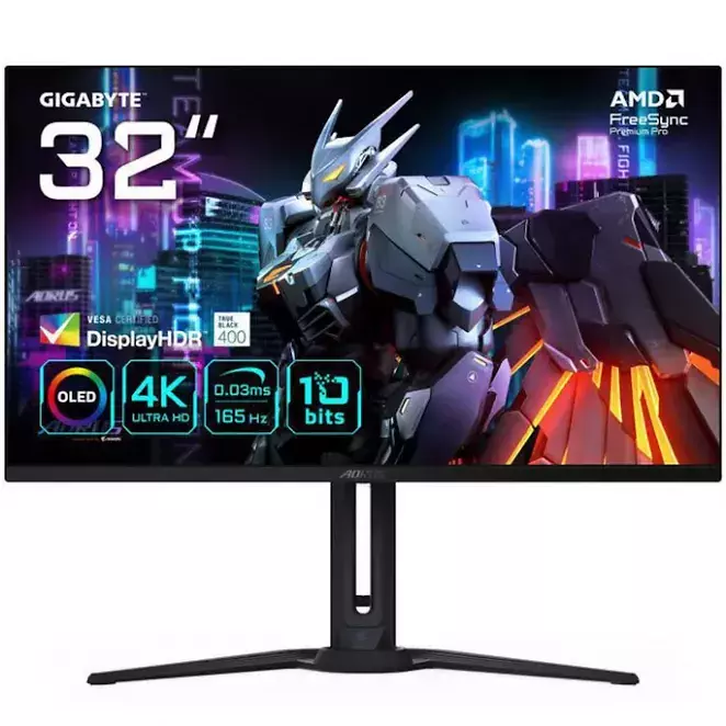 Gigabyte Aorus FO32U, 32 Zoll, 3.840 × 2.160, OLED, 165 Hz, VESA DisplayHDR True Black 400, Freesync Premium Pro etc.