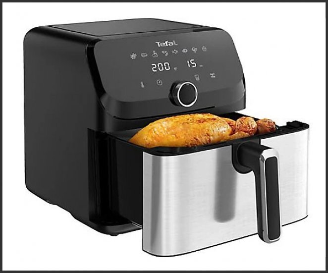 TEFAL EY855D Easy Fry Mega Heißluftfritteuse 2000 Watt Schwarz/Edelstahl