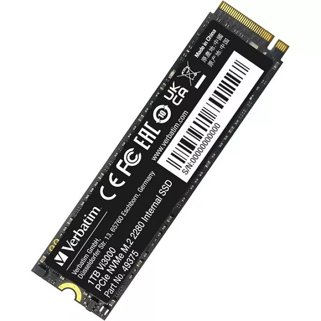 Verbatim Vi3000 1 TB, M.2 2280, PCI-Express 3.0 ×4, 3.300 MB/s Lesen, 2.200 MB/s Schreiben