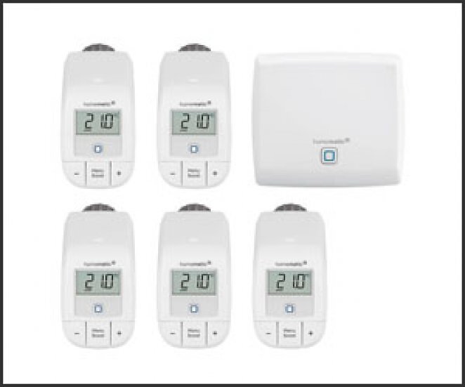 Homematic IP Starter-Set Heizen mit 5 Heizkörperthermostaten Basic