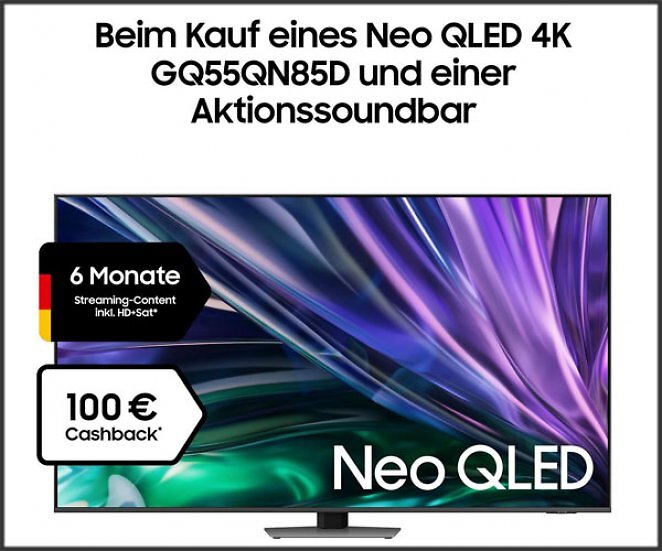 SAMSUNG GQ55QN85D NEO QLED TV (Flat, 55 Zoll / 138 cm, UHD 4K, SMART TV, Tizen)
