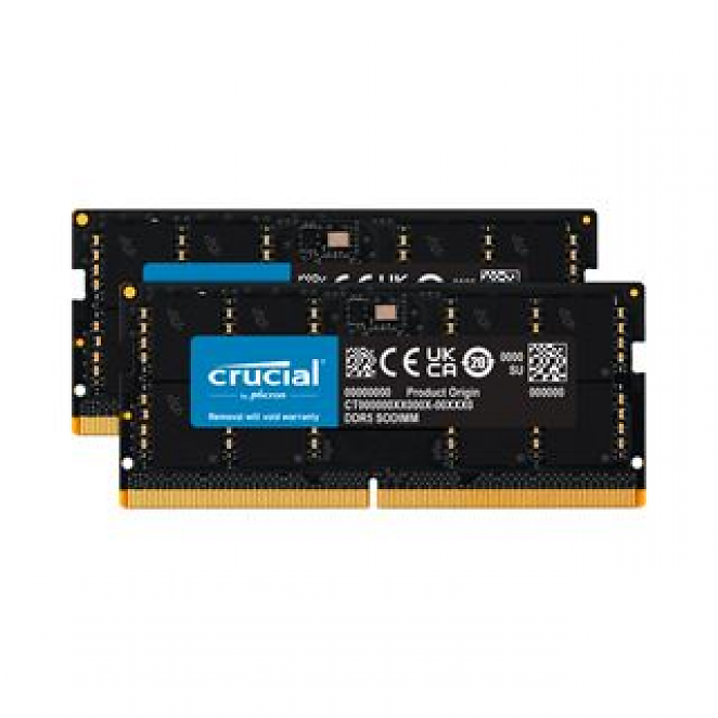 Crucial CT2K16G56C46S5, 2× 16 GiByte, DDR5-5600, 46-45-45, 1,10 Volt, SO-DIMM-Kit für Laptops & Co.