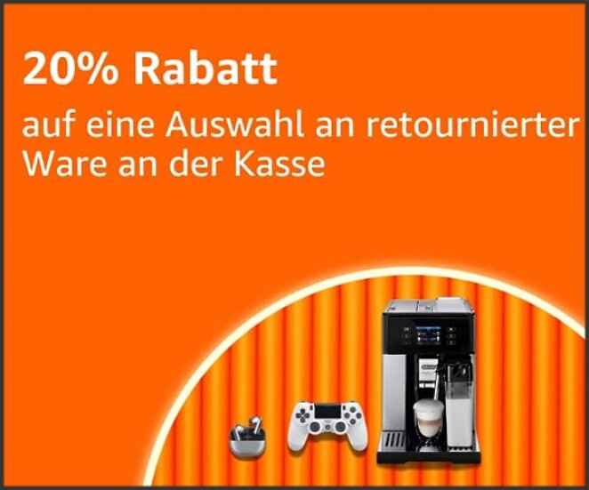 20% Rabatt auf eine Auswahl an retournierter Ware an der Kasse